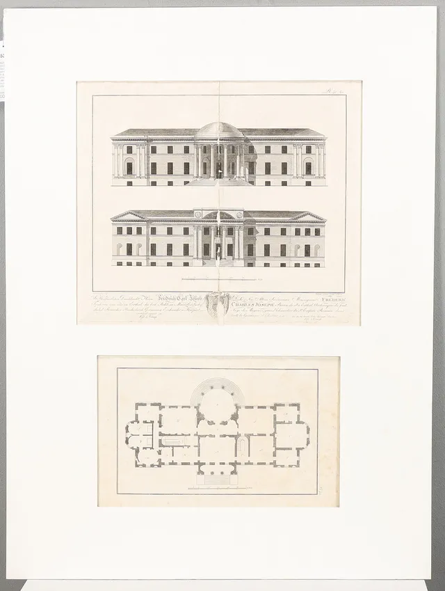 CHRISTIAN LUDWIG STIEGLITZ. 2 Planscher Nr 40.41 & 42 från "Zeichnungen aus der schönen Baukunst", Leipzig 1804.