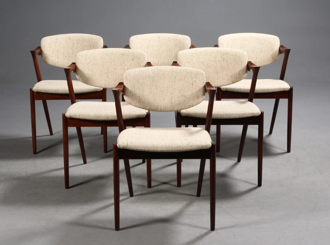 Kai Kristiansen. Six armchairs / dining chairs, model 42, rosewood (6) — Furniture/Chairs — Lauritz