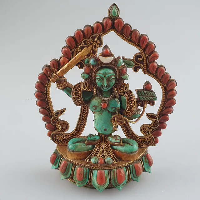 - FIGUR des MANJUSHRI (Bodhisattva der Gelehrsamkeit) - tibetisch, 20. Jh.