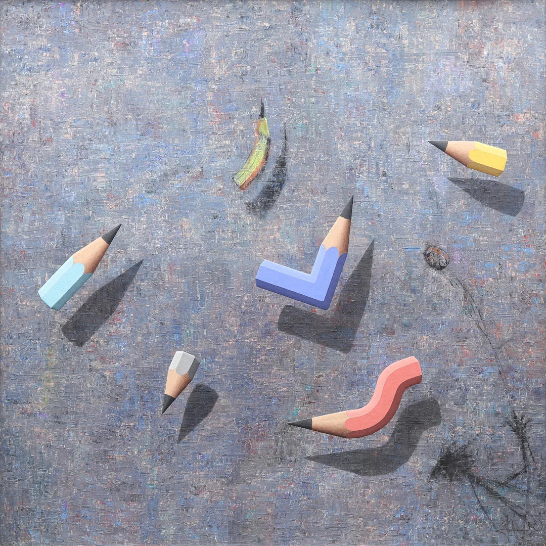 JOHANNES OLSSON (FÖDD 1945). Komposition, olja på pannå, signerad. — Paintings — Garpenhus Auktioner