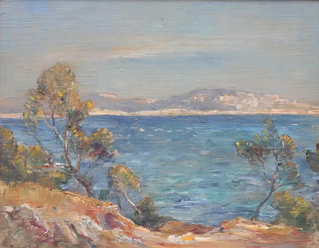 JAMES HERBERT SNELL. Kustlandskap. Olja på duk, uppfodrad på pannå, signerad.