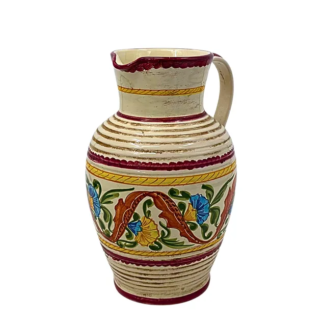 DERUTA. ITALIENISCHER KERAMIKKRUG MIT FLORALEM DEKOR.