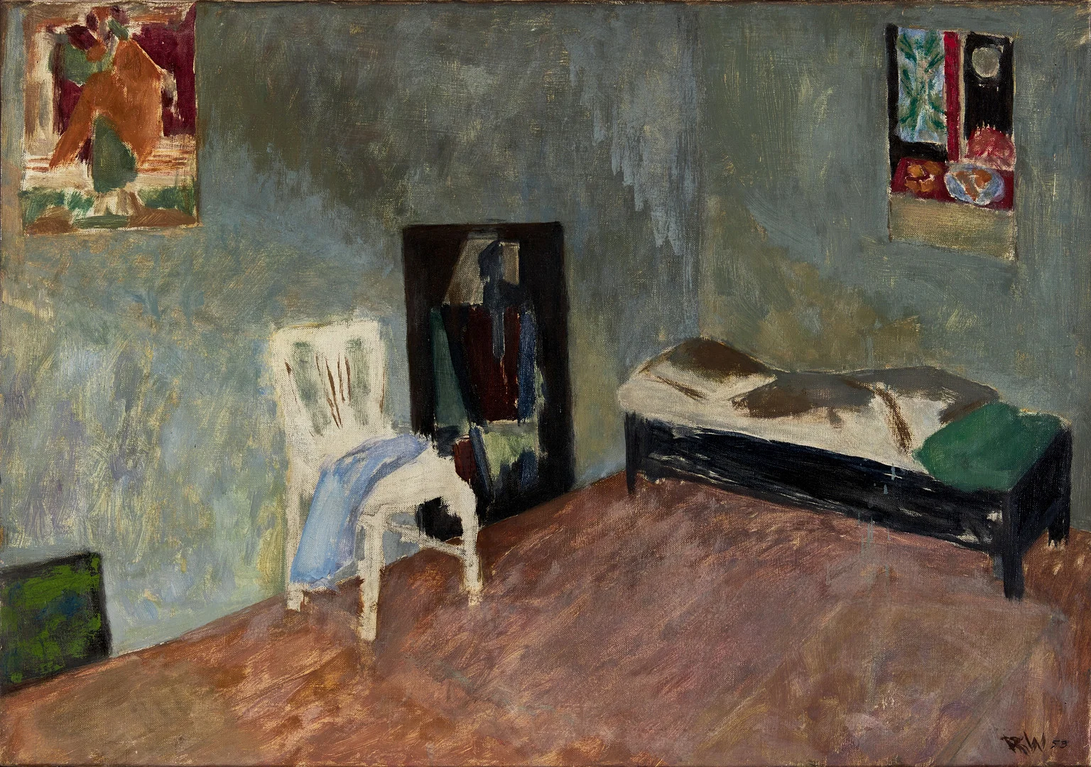ROLF WERTHEIMER (Sverige, 1930-2025), "Från min ateljé, Regeringsgatan 55, Stockholm", monogramsignerad och daterad 53, olja på duk. — Paintings — Crafoord Auktioner Stockholm