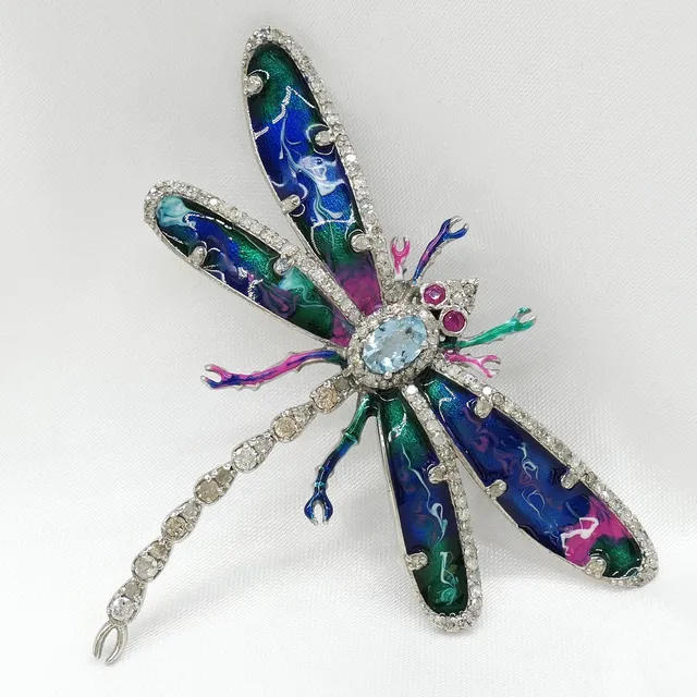 AQUAMARINE DRAGONFLY brooch.