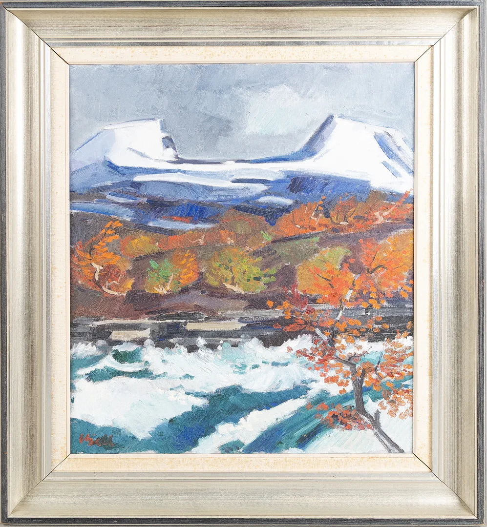 KJELL LEANDER ENGSTRÖM. Olja på pannå, "Lapporten", signerad. — Paintings — Stockholms Auktionsverk Helsingborg