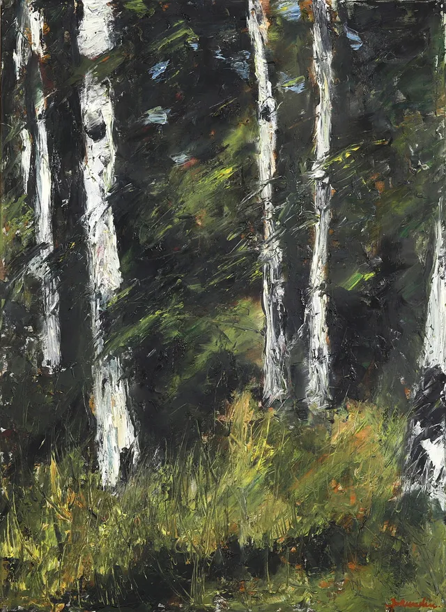 HANNA BRUNDIN (Malmö 1914-2000 Malmö). "Skogsglänta", signerad, olja på duk.