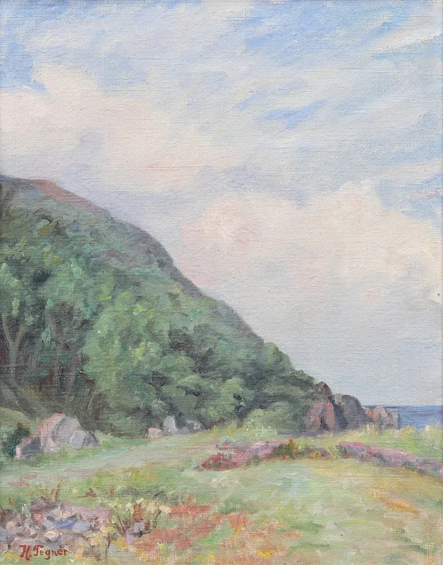 HEDVIG TEGNÉR (1866-1961). Olja på uppfodrad duk, signerad, a tergo signerad med dedikation daterad 1934.