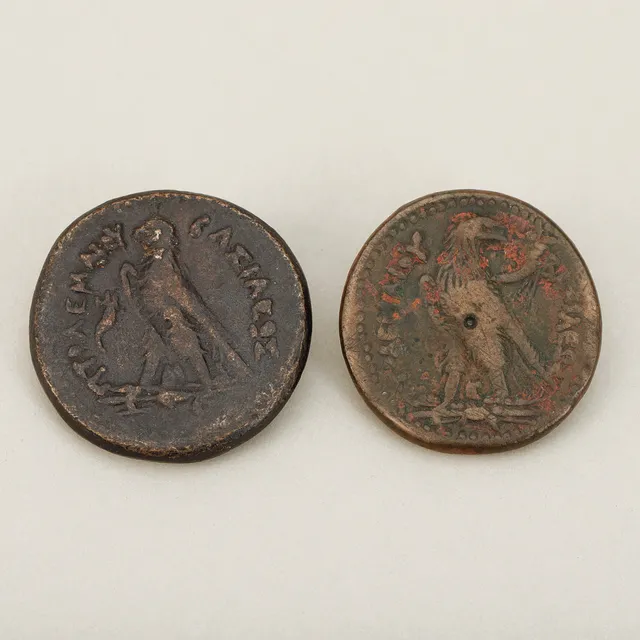 MYNT, 2 st, brons, Ptolemaios III, 246-222 F.Kr. och Ptolemaios IV, 221-204 F. Kr.