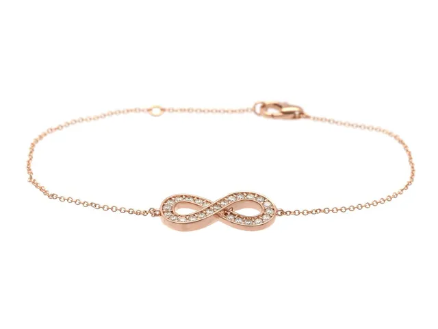 ARMBAND, 18K roséguld, 25 briljantslipade diamanter ca 0,43 ctv, ca W-TCa/VVS-VS, evighetssymbol, längd 16/18 cm, vikt 3,3 g.