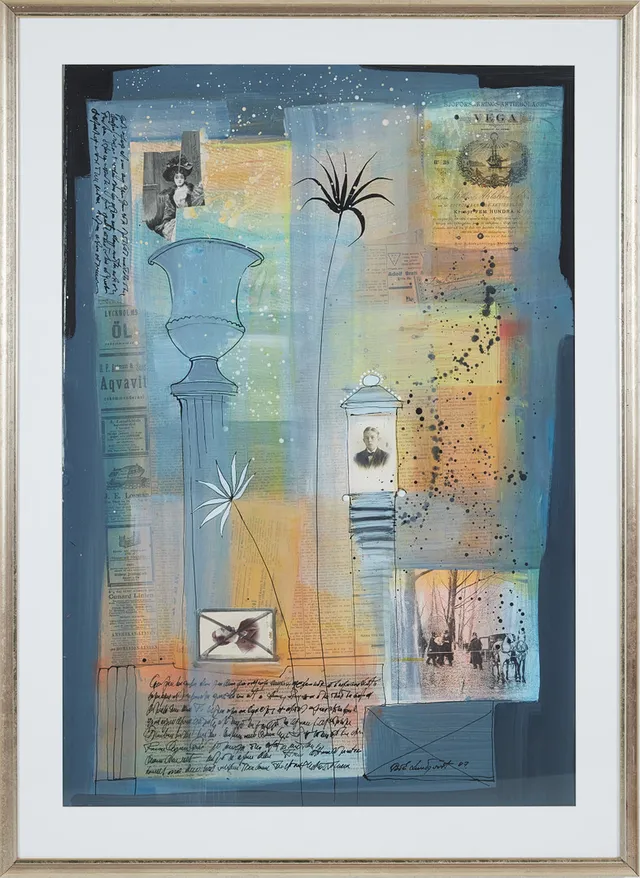 BO ERIK LUNDQVIST. Collage, blandteknik, signerad, daterad 87.