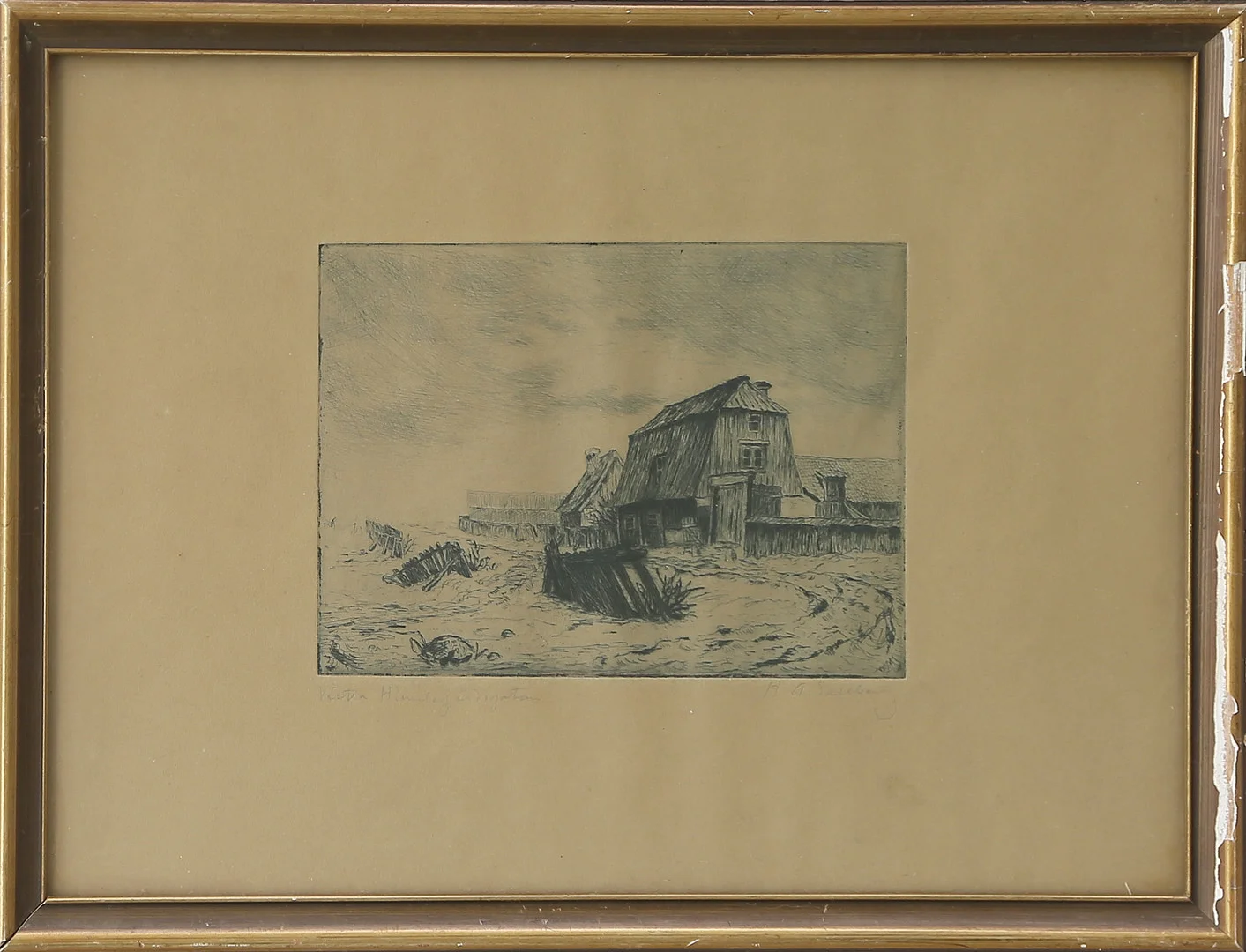 HARALD SALLBERG. GRAFISKT BLAD, "Västra Humlegårdsgatan" blyertssignerat, 1900-tal. — Engravings & Prints — Kalmar Auktionsverk