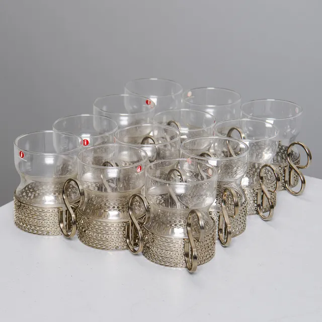 TIMO SARPANEVA. Teglas/ glögglas, 12 st, "Tsaikka", Iittala.