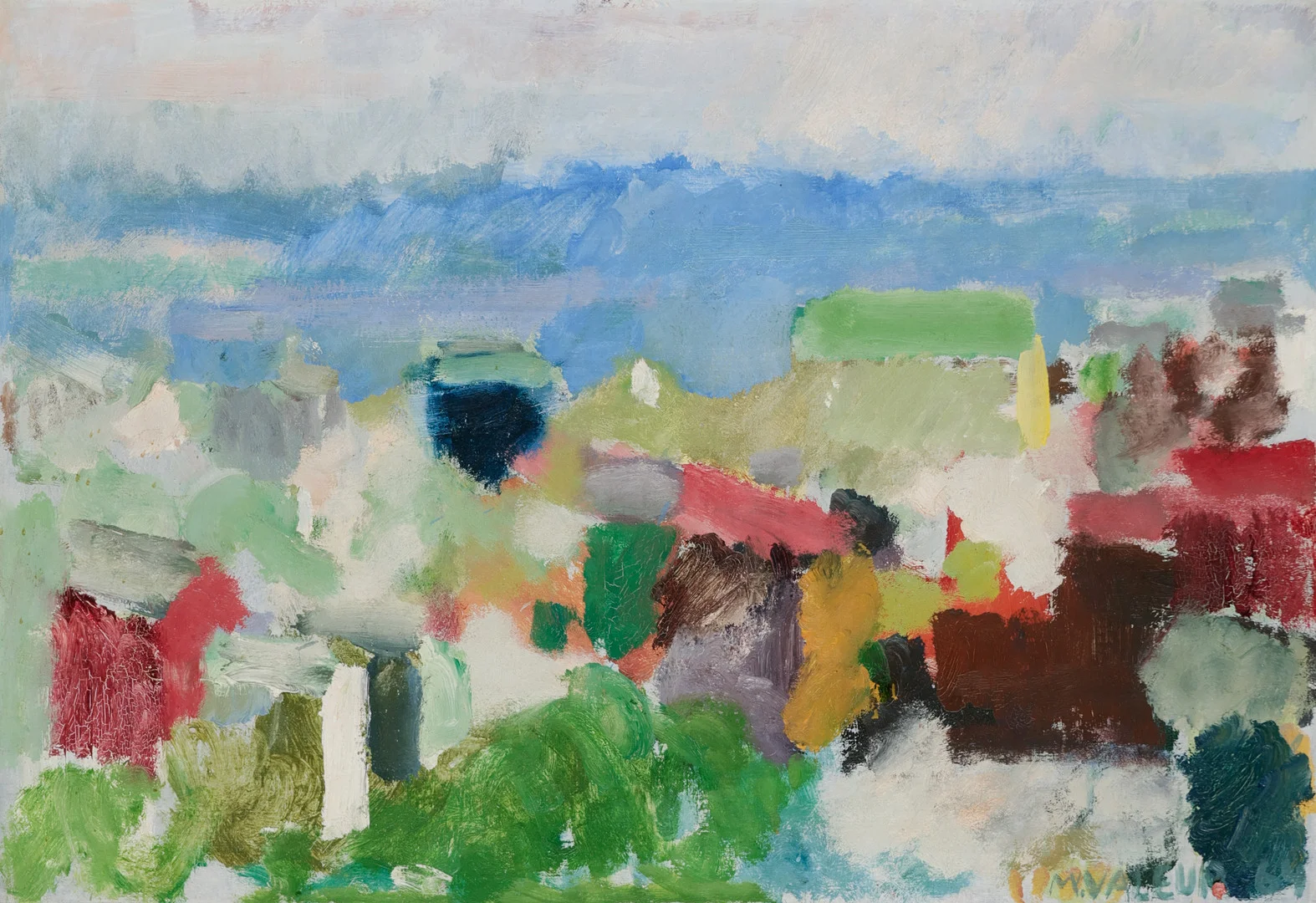 MOGENS VALEUR (1927-2000). Landskabsmotiv, olie på lærred, signeret og dateret 1964. — Paintings — Palsgaard Kunstauktioner
