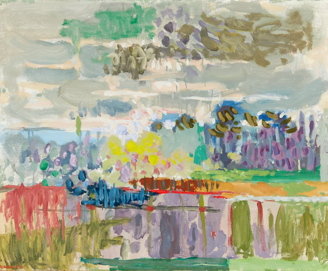 Heramb, Thore — "Aprilvær" Tonbridge, Kent 1975 — Kunst/Maleri — Blomqvist