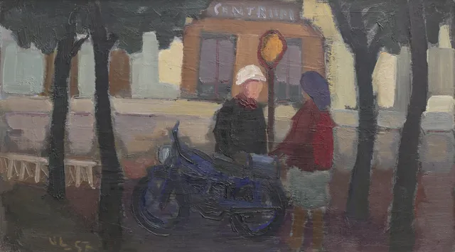 VALTER LINDBERG. "Knutten och snäckan". Olja på pannå, signerad och daterad -57.