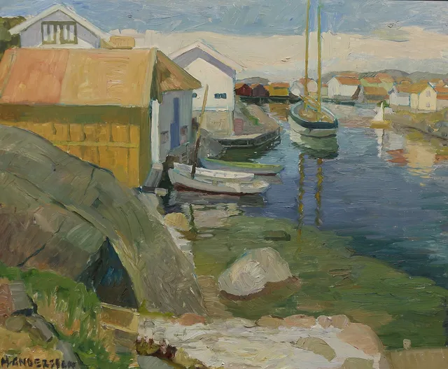 HELGE ANDERSSON. olja på pannå, signerad.