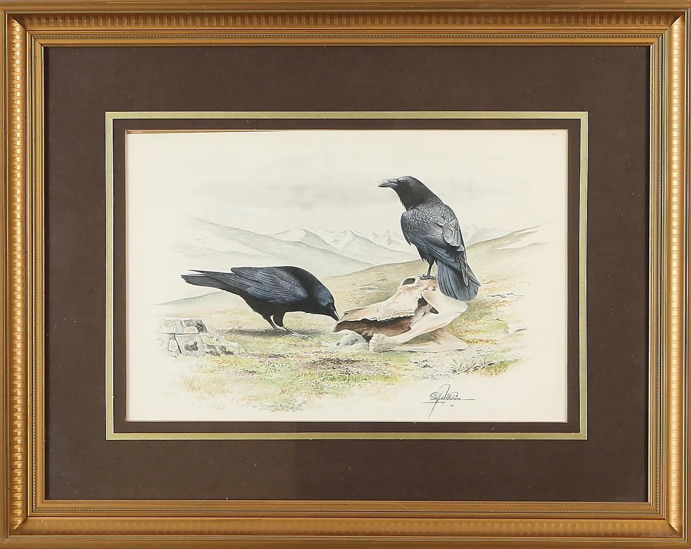 STAFFAN ULLSTRÖM. Korpar, akvarell, signerad och daterad -78. — Paintings — Auktionshuset Kolonn