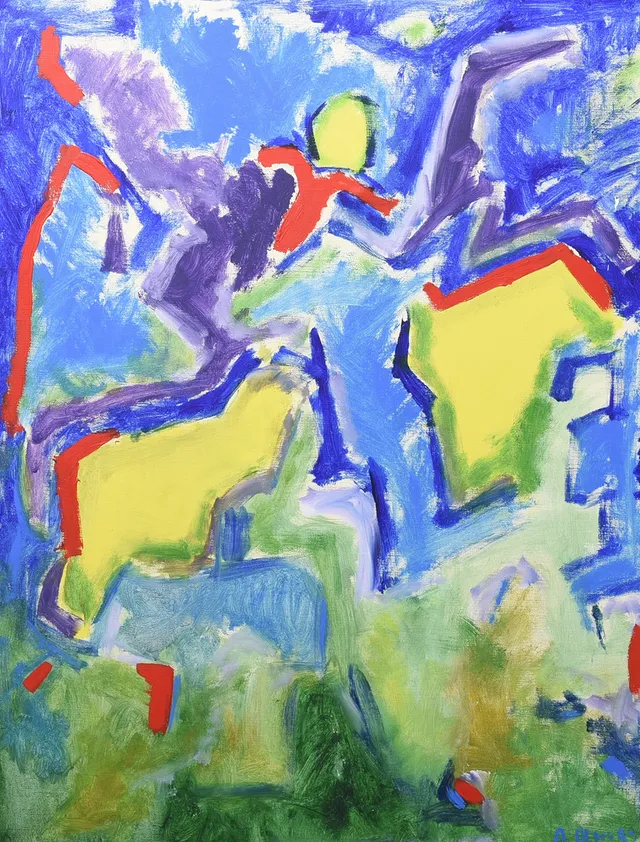 UBEKENDT KUNSTNER. Abstrakt komposition, akryl på lærred. Signeret, A. Olsen, 1993.