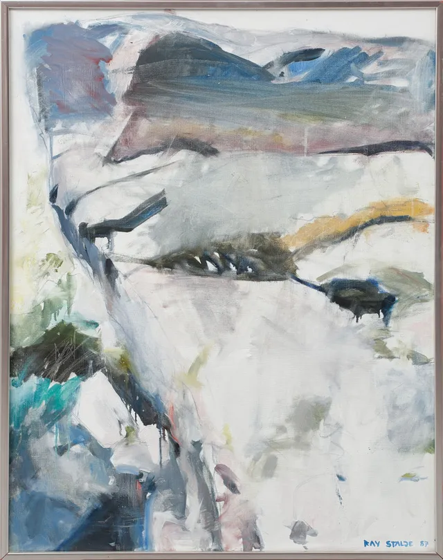 RAY STALJE. "Pastoral" / "Landskap I", olja på duk, signerad och daterad 87.