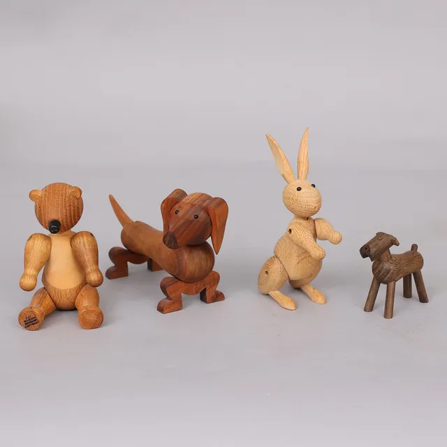 KAY BOJESEN. Träfigurer, 4 st, Danmark.