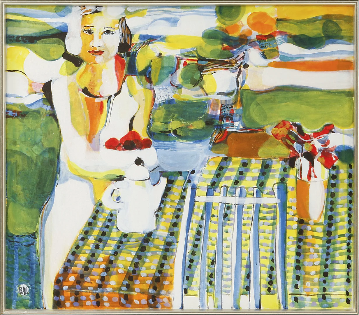 BENGT ARNE LINDEROS. Kvinna vid bord. Olja på duk, signerad. — Paintings — Göteborgs Auktionsverk