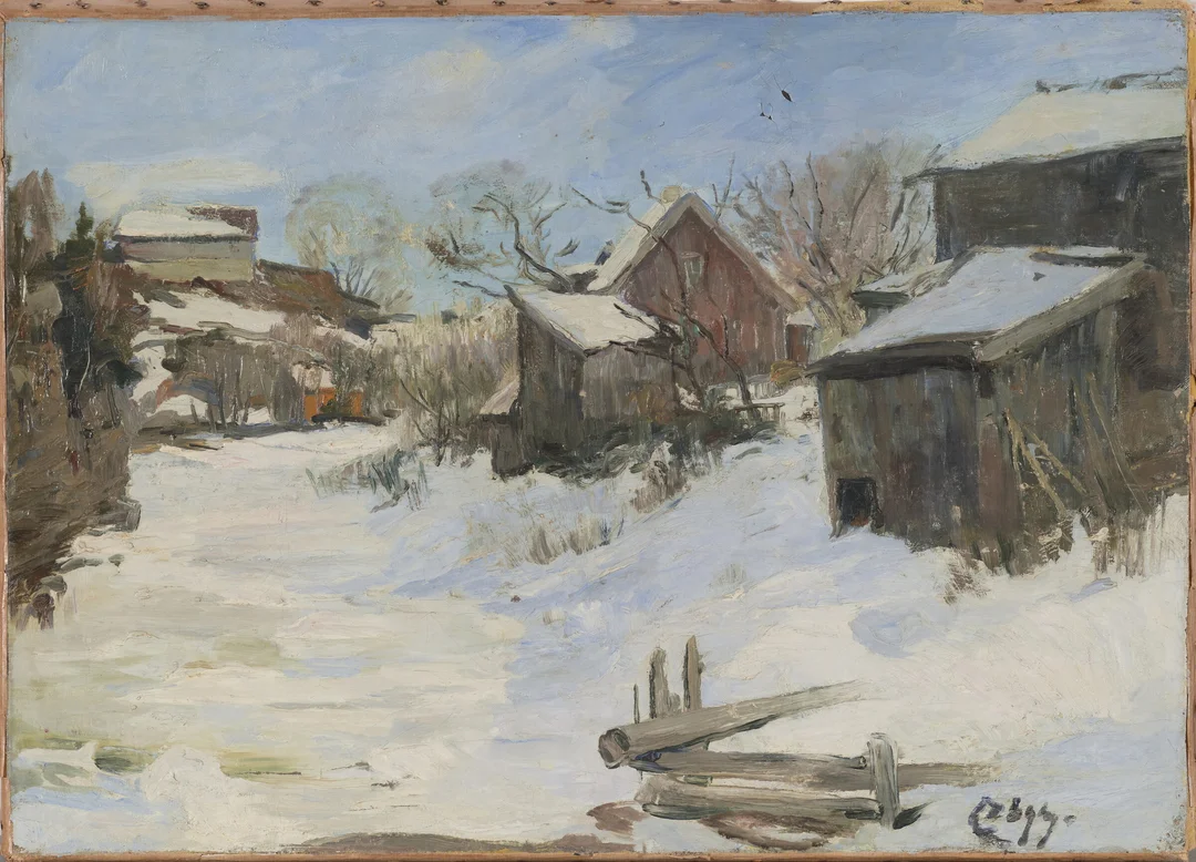 Dørnberger, Karl — Hus i vinterlandskap — Kunst/Maleri — Blomqvist