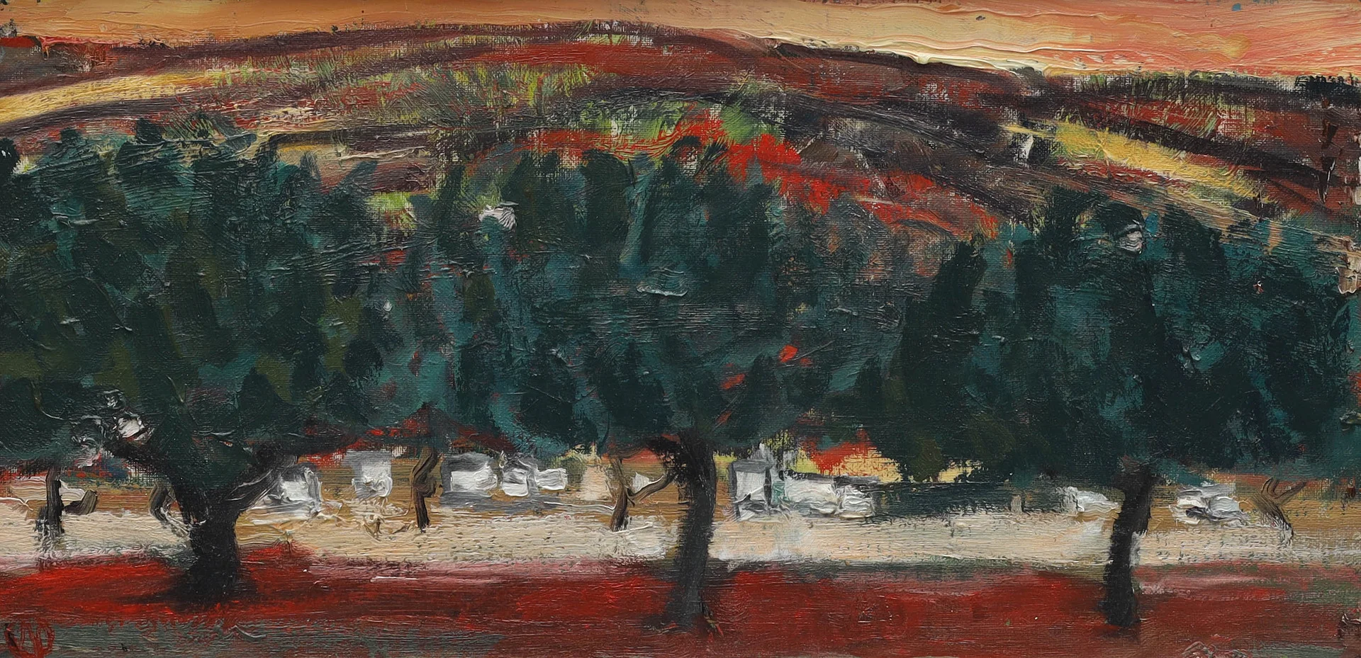NILS OLSSON. olja på duk, sydländskt landskap, monogramsignerad N.O. — Paintings — Auktionsmagasinet Vänersborg