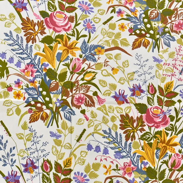 LISBET JOBS (SVERIGE, 1909–1961). Duk/textil, "Högsommar", Jobs Handtryck, Leksand, ca 200 x 135 cm.