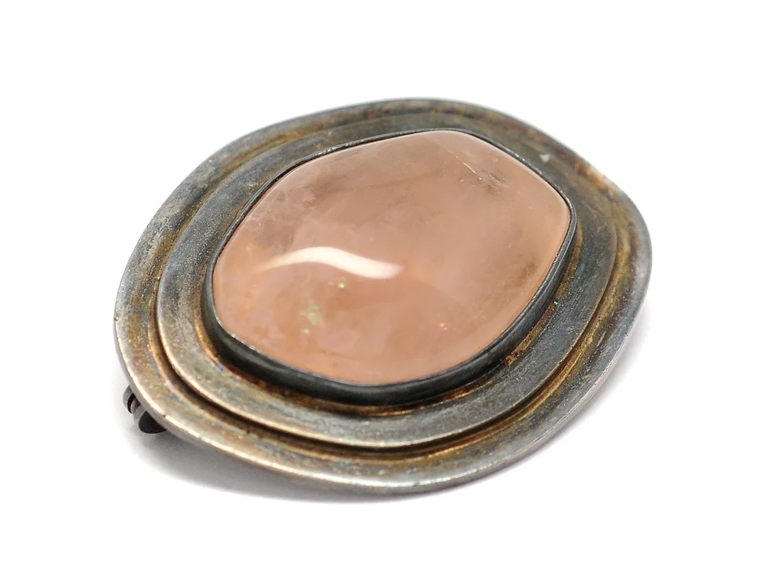 BROSCH, silver, rosenkvarts, Sverige 1957. — Smycken/Brosch — Kaplans