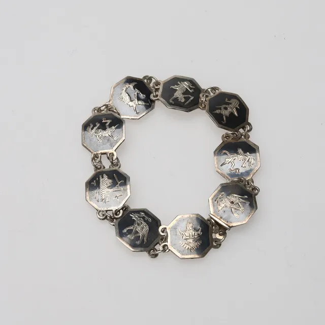ARMBAND, silver, vintage Siam sterling-länkarmband.