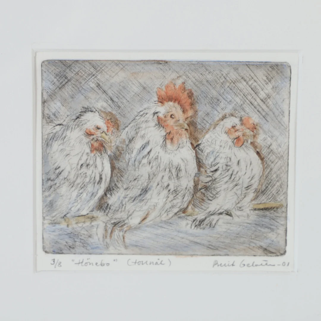 OIDENTIFIERAD KONSTNÄR. "Hönebo", torrnål, otydligt signerad -01. — Engravings & Prints — Helsingborgs Auktionskammare