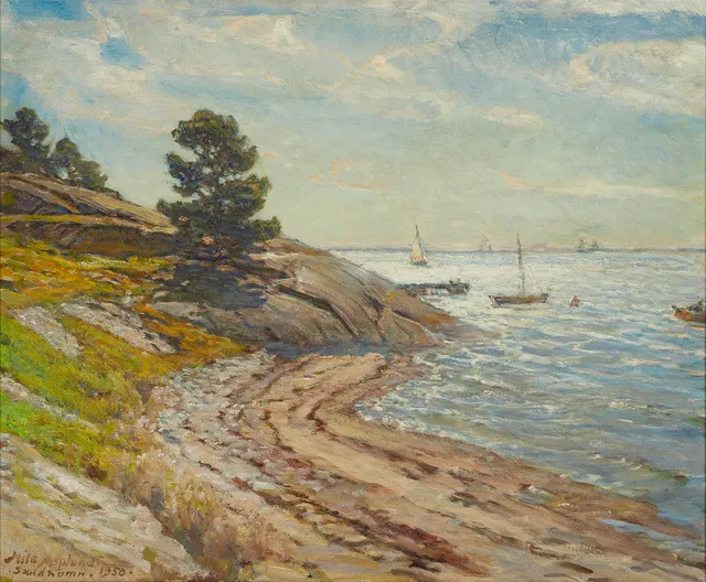 NILS ASPLUND ( 1874-1958), Sandhamn, signerad och daterad Nils Asplund 1950, olja på pannå.