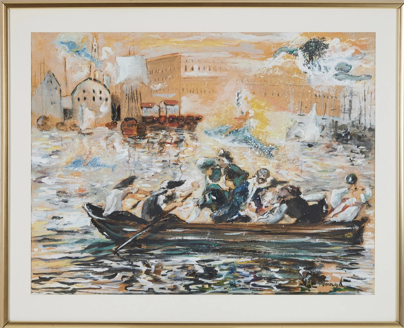 MATS NORRYD. Riddarfjärden med Kungliga slottet i bakgrunden, gouache, 1970-tal, signerad M. Norryd. — Paintings — Stockholms Auktionsverk Magasin 5