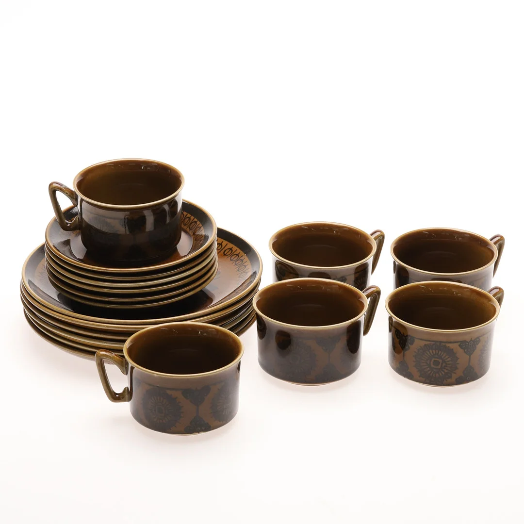 KAFFESERVIS, Inger Waage, "SERA", Stavangerflint, 1960-tal, 18 delar. — Tableware — Örebro Stadsauktioner