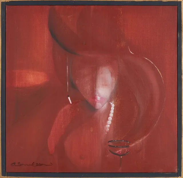 ANDERS SAMUELSSON. "Bloody Mary", signerad, olja på duk.
