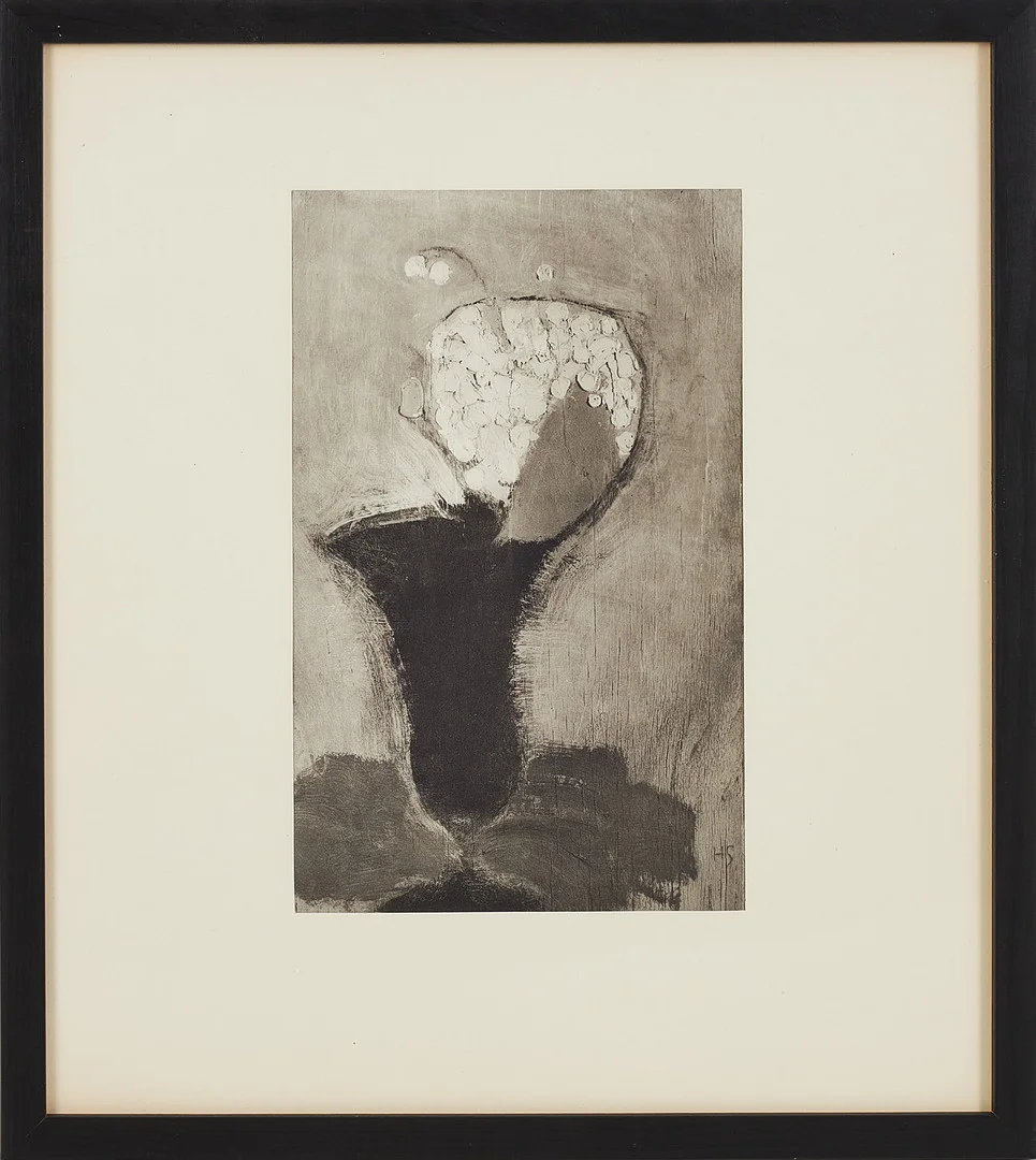 HELENE SCHJERFBECK. ROTOGRAVYR, "Liljekonvaljer", 1926, monogramsignerad i trycket, bladet är ur mapp med nummer 361/500. — Engravings & Prints — Stockholms Auktionsverk Sickla