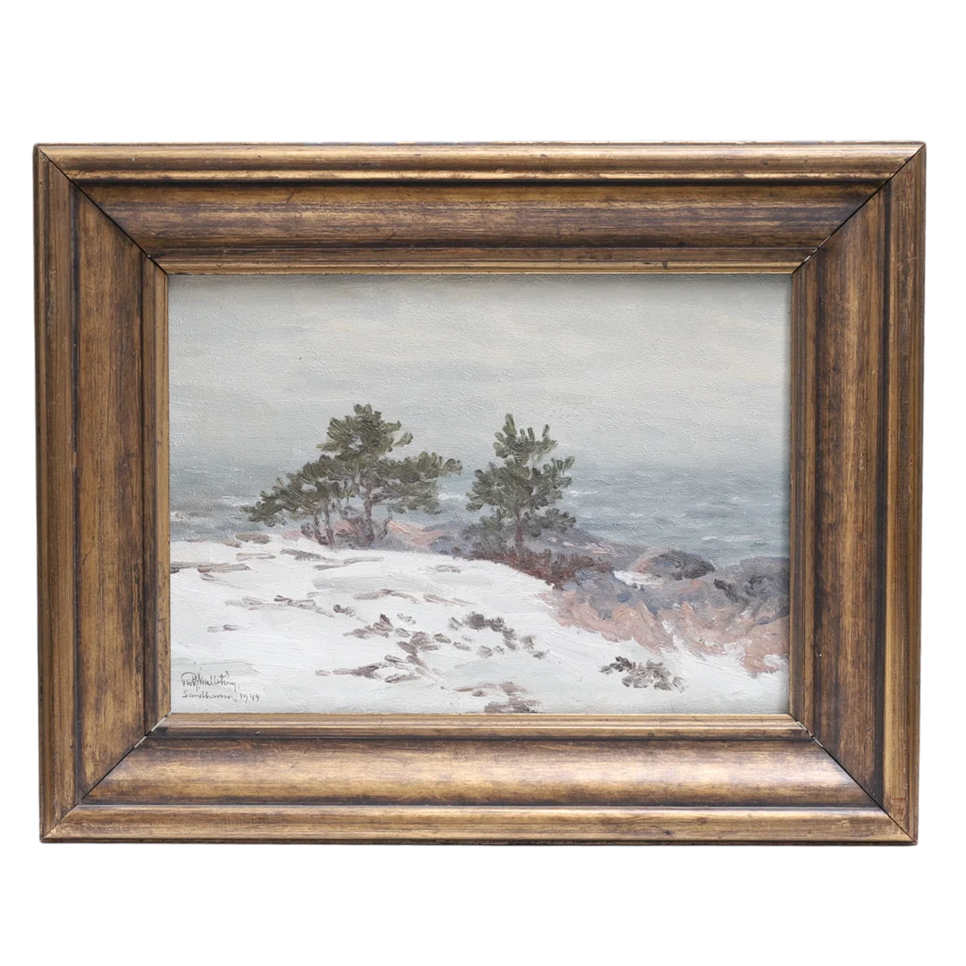 ROLF MELLSTRÖM. "Sandhamn", olja på pannå, signerad och daterad 1944. — Paintings — Gomér & Andersson Nyköping
