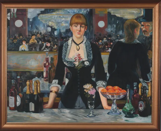 CLAUDE MONET. "A bar at the Folies", kopia efter, signerad.