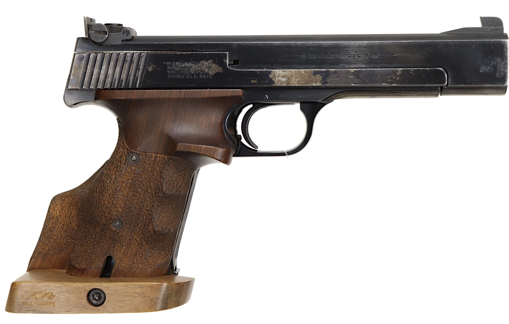 53. PISTOL, Halvautomatisk, fabrikat Smith & Wesson, modell 41, kaliber .22LR, tillv.nr 78537, se-nr SE0331876. — Pistols — Walter Borg