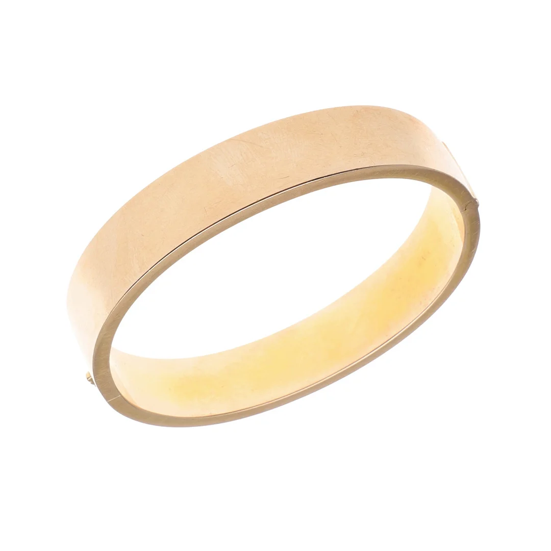 A 15CT GOLD HALF HINGED BANGLE. — Bracelets — Lawrences Auctioneers