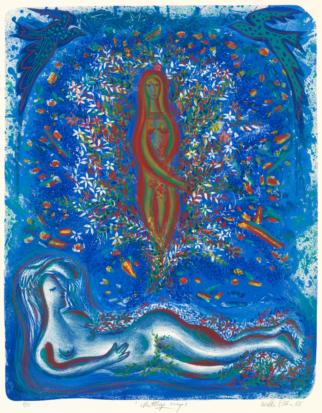 Storn, Willibald — "Nattlig sang" 1985 — Kunst/Grafikk — Blomqvist