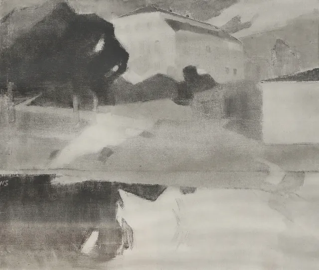 HELENE SCHJERFBECK. Rotogravyr, "Sjundby gård", signerad i tryck.
