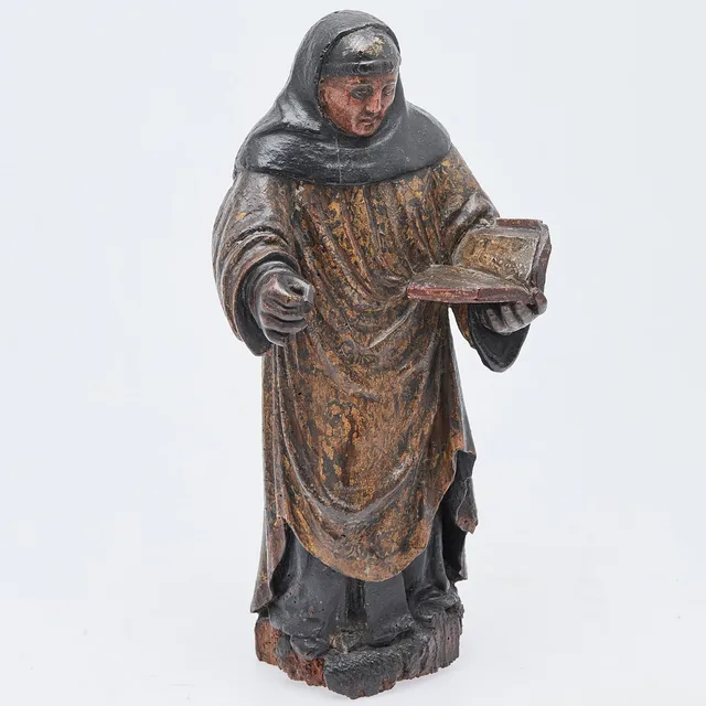 Skulptur / Figur, Heiliger mit Buch, Holz.