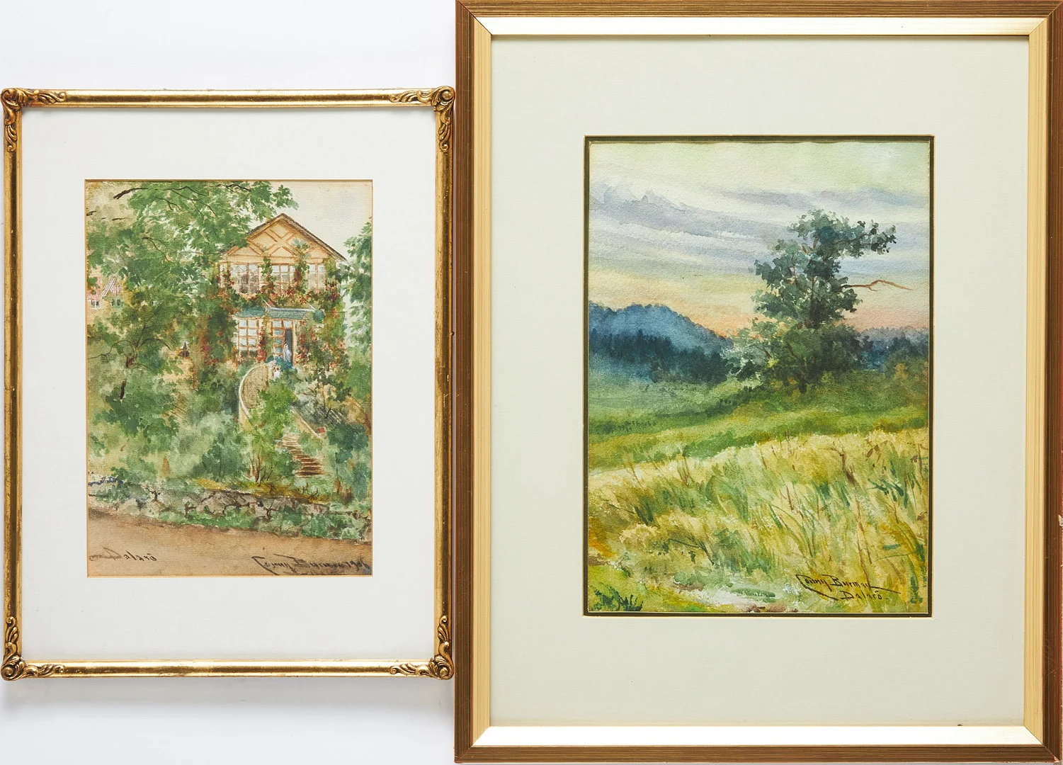 CONNY BURMAN (1831-1912). "Dalarö" 2 st, akvarell på papper, signerade. — Paintings — Stockholms Auktionsverk Magasin 5