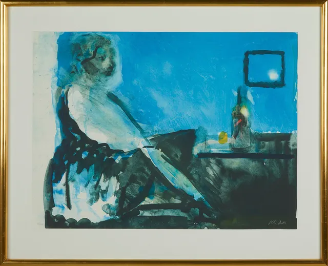 PETER DAHL. "Flaskan", färglitografi, signerad, numrerad 65/210.