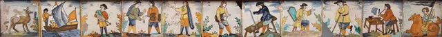 Eleven Catalan “d'Arts i Oficis” tiles, 18th Century.