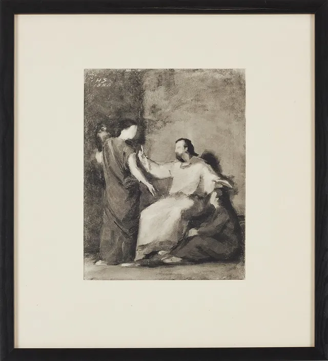 HELENE SCHJERFBECK. "Hos Märtha och Maria", rotogravyr, 1880, signerad i trycket, bladet är ur mapp med nummer 361/500.