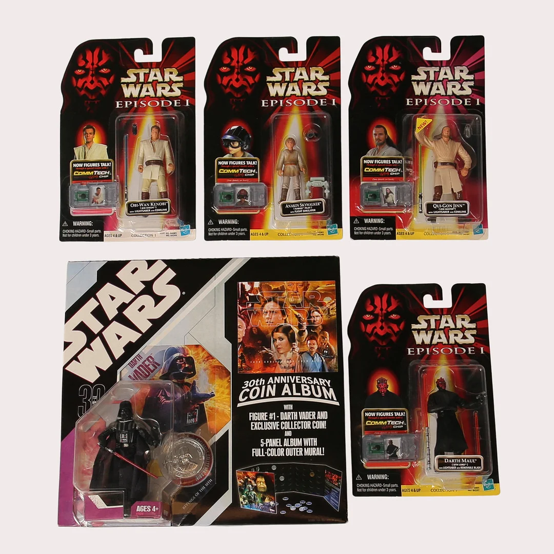 STAR WARS, figurer, nya i kartong från episod 1, 5 stycken, Hasbro 1999. — Action figures & Sci-Fi — Limhamns Auktionsbyrå