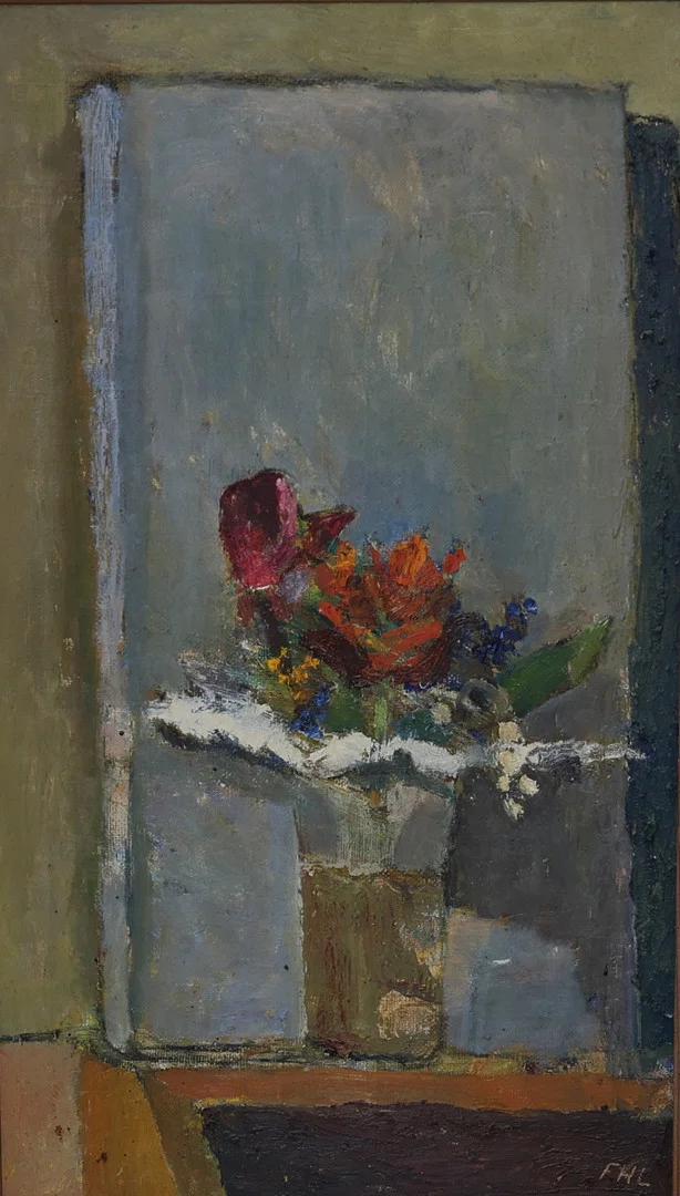 FOLKE HELLSTRÖM LIND. Olja på duk, blomsterstilleben, signerad FHL. — Paintings — Gomér & Andersson Nyköping