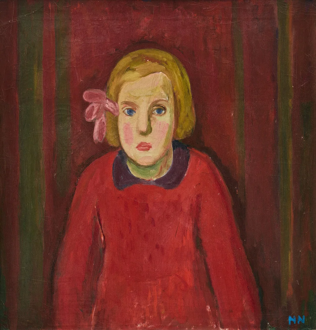 NILS NILSSON. "Flicka med rosett". — Paintings — Stockholms Auktionsverk Fine Art